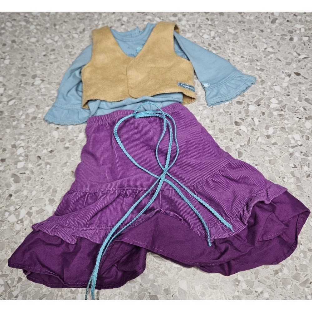 American Girl Outfit Skirt Purple Corduroy Pink Top Tan Vest Suede Just Like You